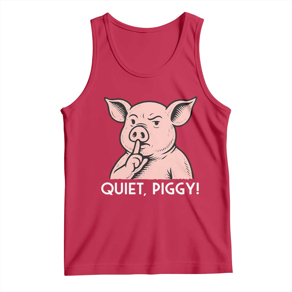 Quiet Piggy Funny Shushing Pig Tank Top Funny Political Satire Cute Cartoon Animal Humor TS02 Red Print Your Wear