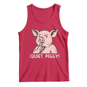 Quiet Piggy Funny Shushing Pig Tank Top Funny Political Satire Cute Cartoon Animal Humor TS02 Red Print Your Wear