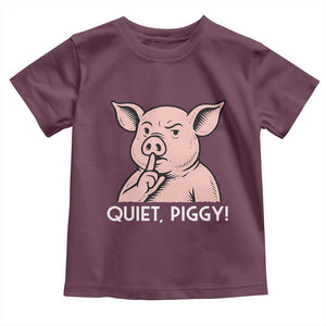 Quiet Piggy Funny Shushing Pig Toddler T Shirt Funny Political Satire Cute Cartoon Animal Humor TS02 Maroon Print Your Wear