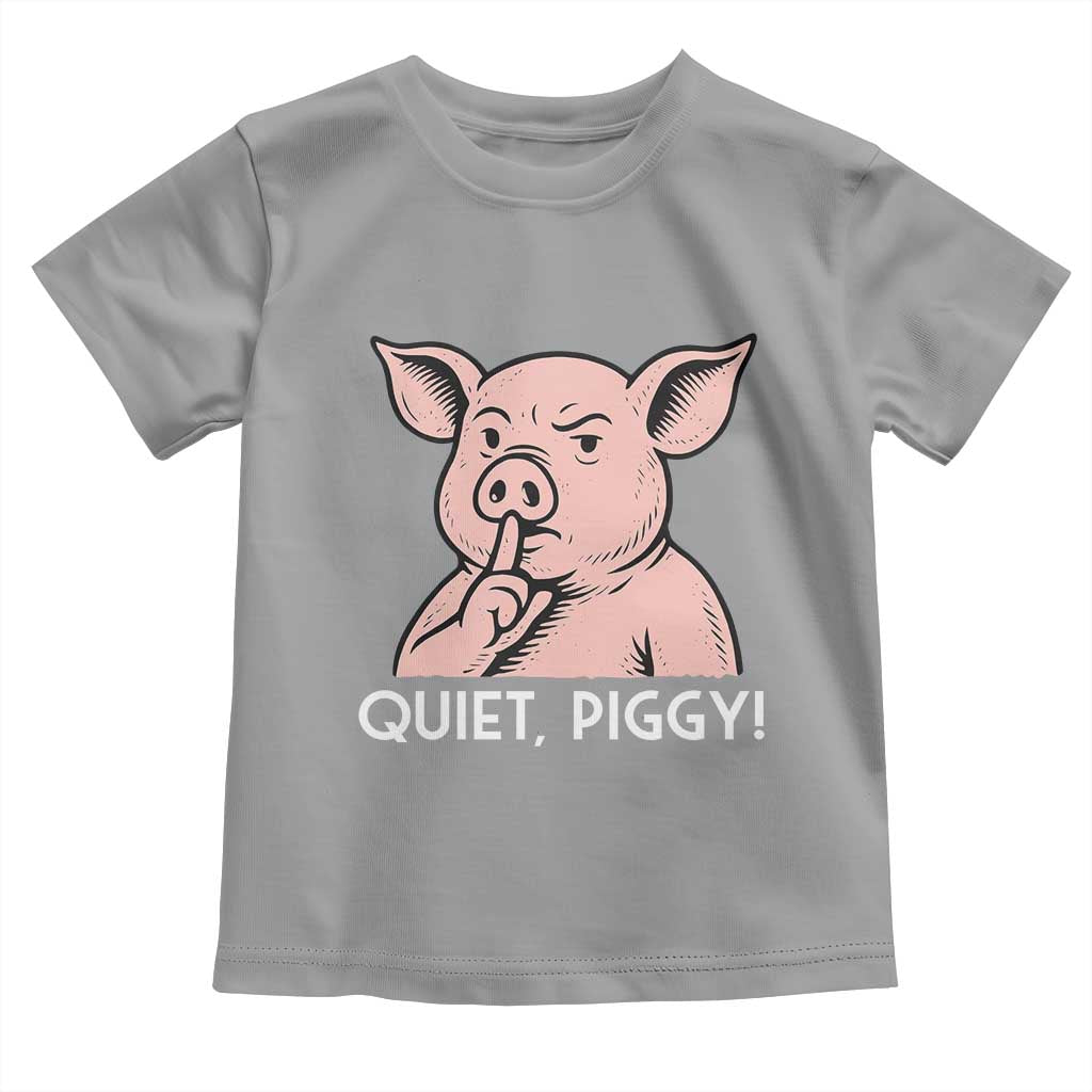 Quiet Piggy Funny Shushing Pig Toddler T Shirt Funny Political Satire Cute Cartoon Animal Humor TS02 Sport Gray Print Your Wear
