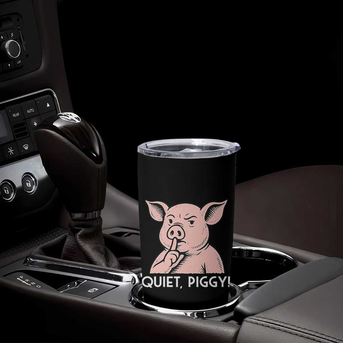 Quiet Piggy Funny Shushing Pig Tumbler Cup Funny Political Satire Cute Cartoon Animal Humor TS02 Print Your Wear
