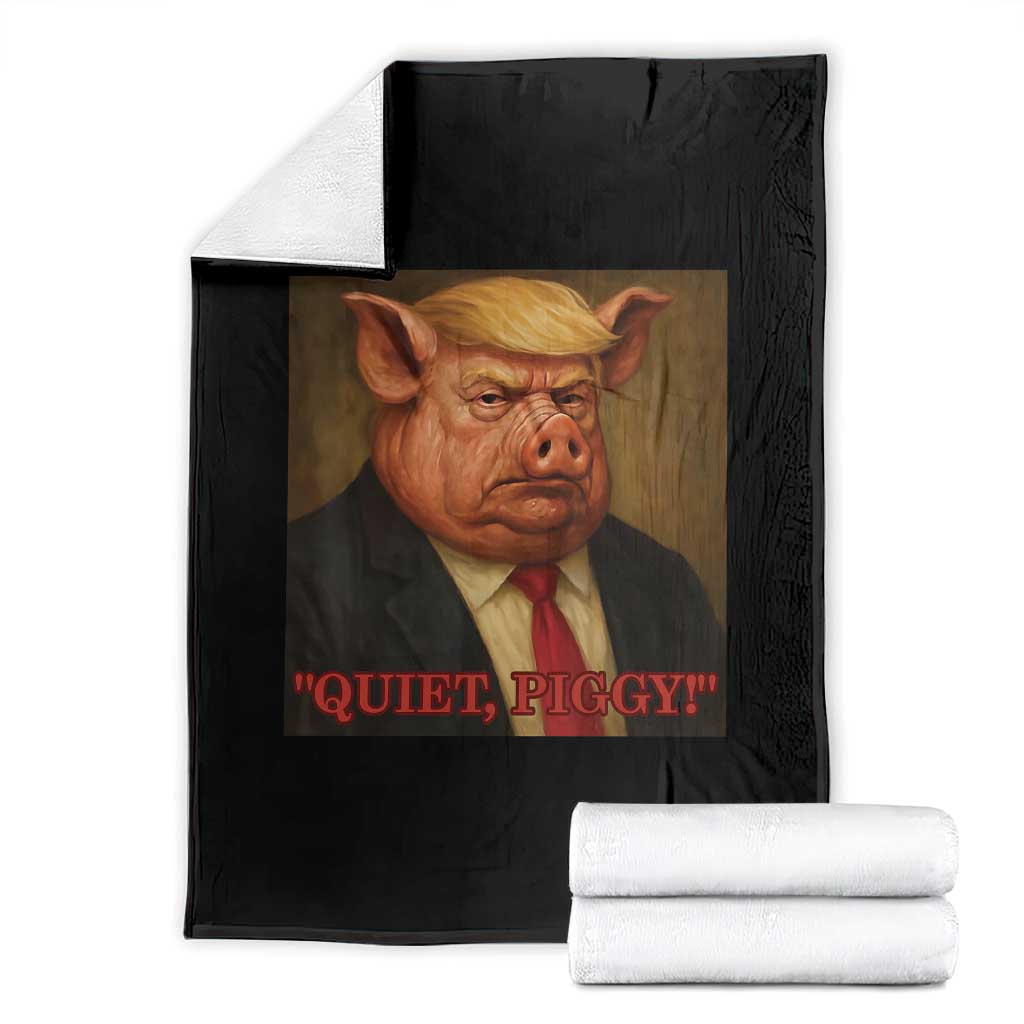 Quiet Piggy Surreal Pig Trump Meme Throw Blanket Political Satire Parody TS02 Black Print Your Wear