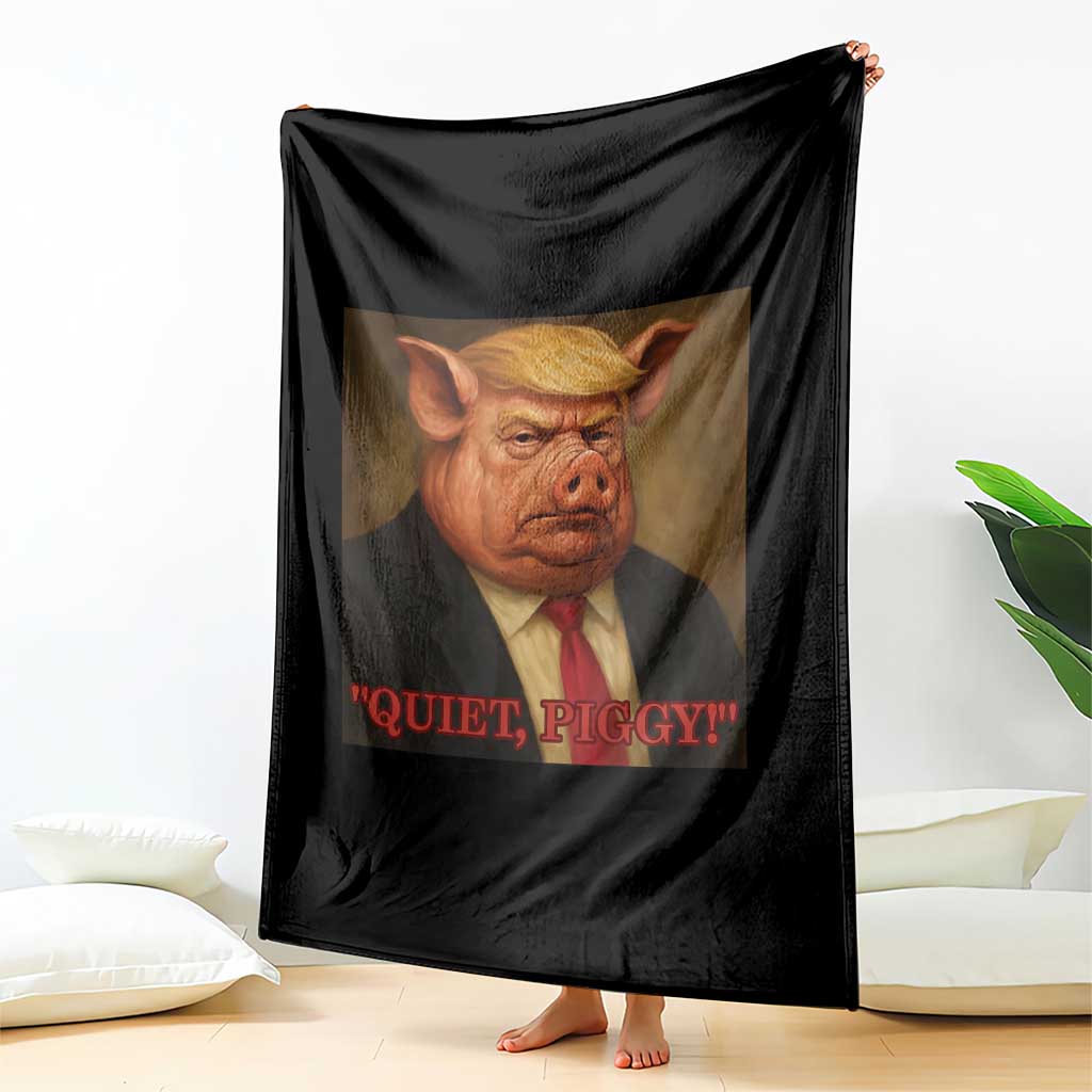 Quiet Piggy Surreal Pig Trump Meme Throw Blanket Political Satire Parody TS02 Print Your Wear