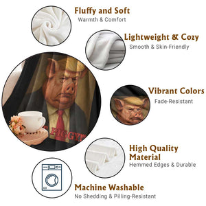 Quiet Piggy Surreal Pig Trump Meme Throw Blanket Political Satire Parody TS02 Print Your Wear