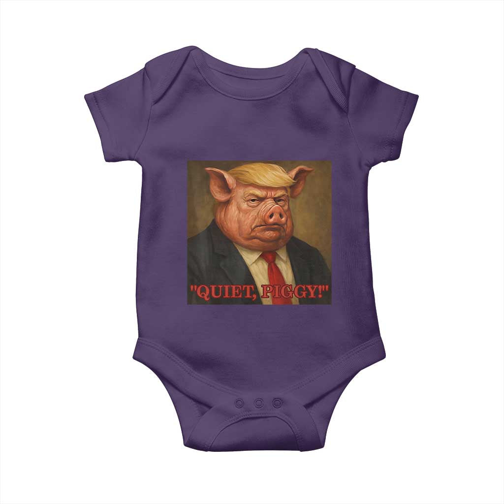 Quiet Piggy Surreal Pig Trump Meme Baby Onesie Political Satire Parody TS02 Purple Print Your Wear