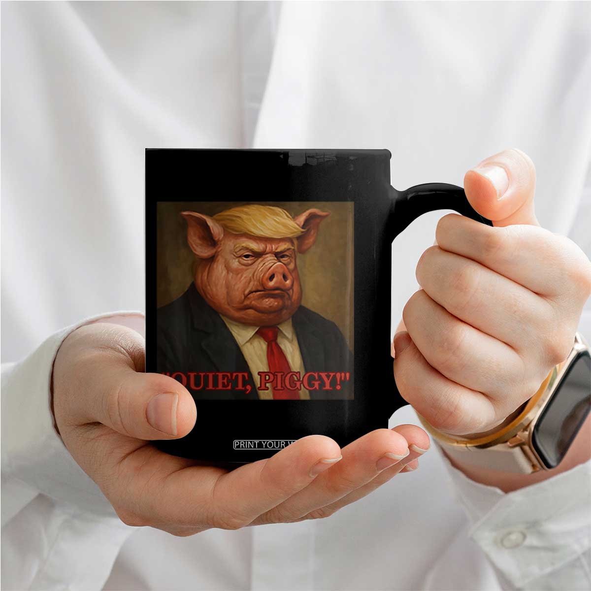 Quiet Piggy Surreal Pig Trump Meme Coffee Mug Political Satire Parody TS02 Print Your Wear