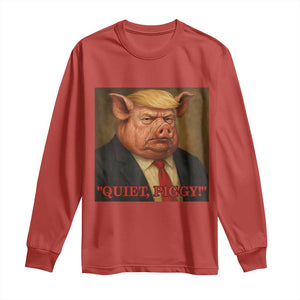 Quiet Piggy Surreal Pig Trump Meme Long Sleeve Shirt Political Satire Parody TS02 Red Print Your Wear