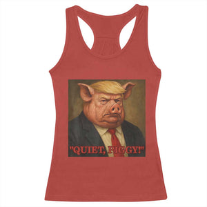 Quiet Piggy Surreal Pig Trump Meme Racerback Tank Top Political Satire Parody TS02 Red Print Your Wear