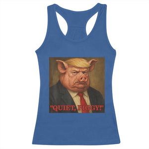 Quiet Piggy Surreal Pig Trump Meme Racerback Tank Top Political Satire Parody TS02 Royal Blue Print Your Wear