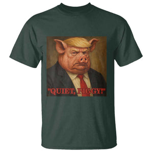 Quiet Piggy Surreal Pig Trump Meme T Shirt Political Satire Parody TS02 Dark Forest Green Print Your Wear