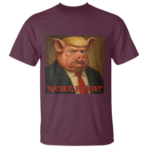 Quiet Piggy Surreal Pig Trump Meme T Shirt Political Satire Parody TS02 Maroon Print Your Wear