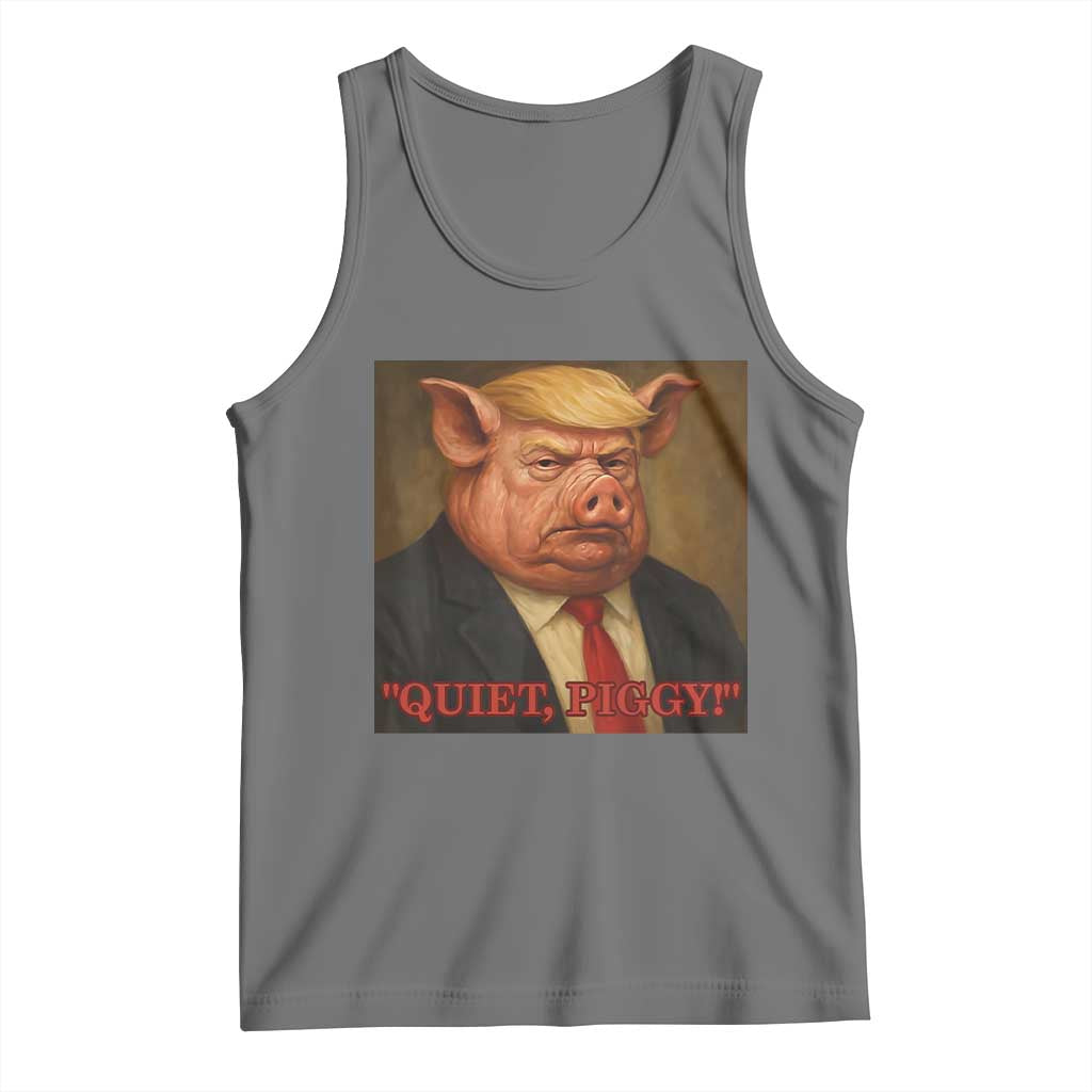 Quiet Piggy Surreal Pig Trump Meme Tank Top Political Satire Parody TS02 Black Heather Print Your Wear