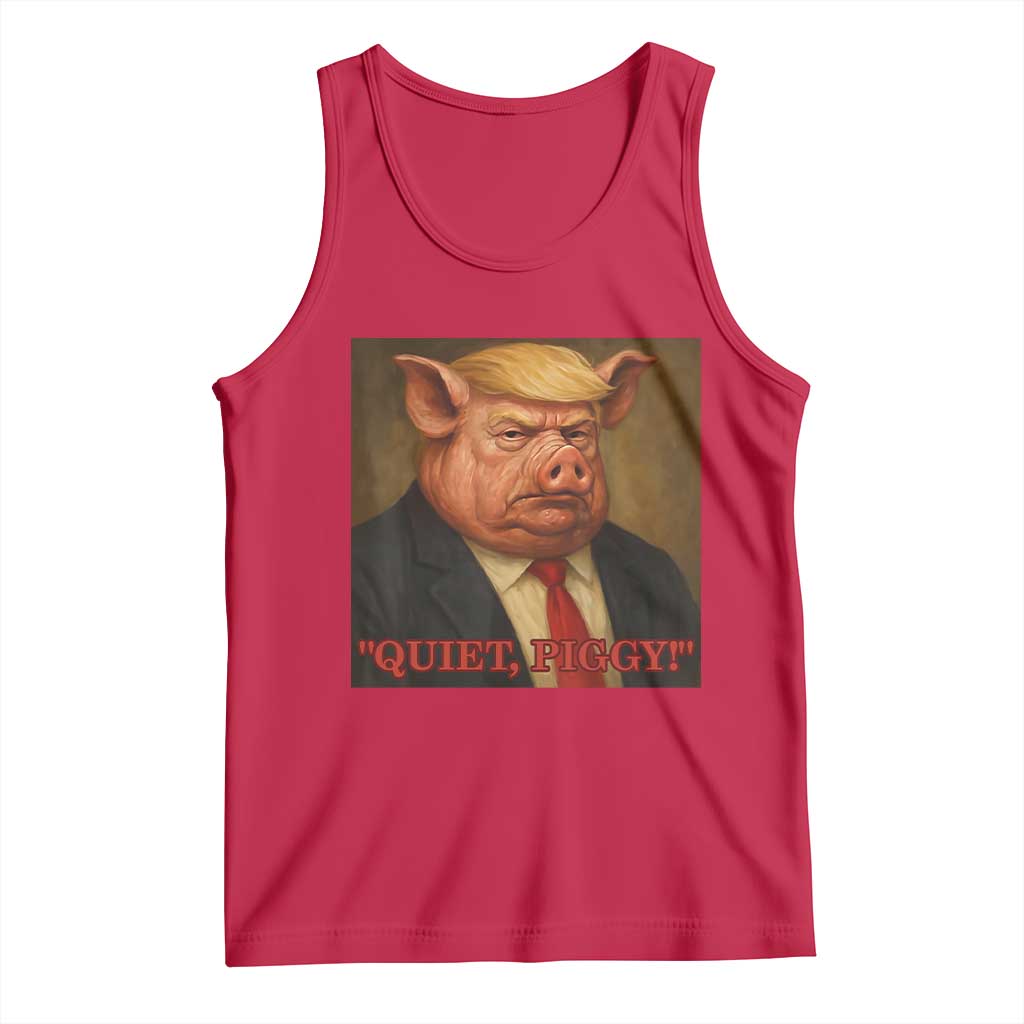 Quiet Piggy Surreal Pig Trump Meme Tank Top Political Satire Parody TS02 Red Print Your Wear
