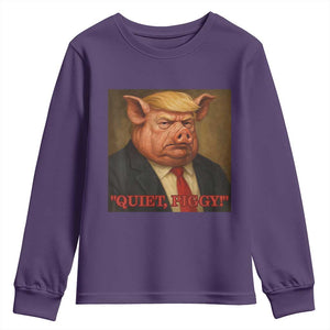 Quiet Piggy Surreal Pig Trump Meme Youth Sweatshirt Political Satire Parody TS02 Purple Print Your Wear