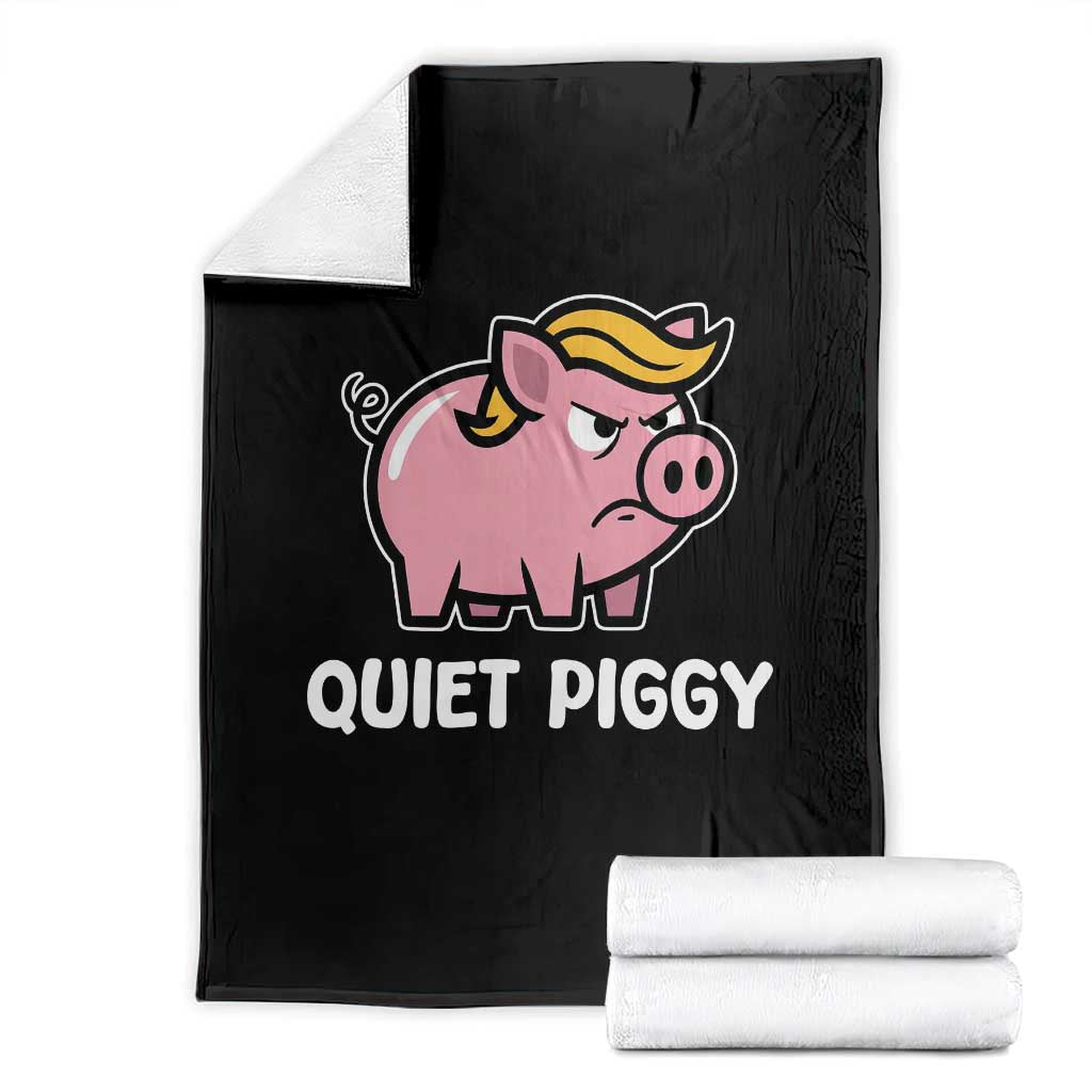 Quiet Piggy Funny Blonde Pig Throw Blanket Political Satire Humor Free Speech Cute Cartoon TS02 Black Print Your Wear