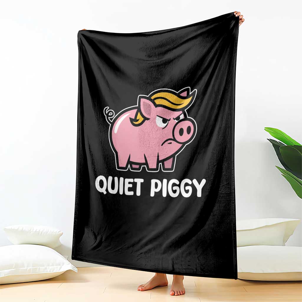 Quiet Piggy Funny Blonde Pig Throw Blanket Political Satire Humor Free Speech Cute Cartoon TS02 Print Your Wear