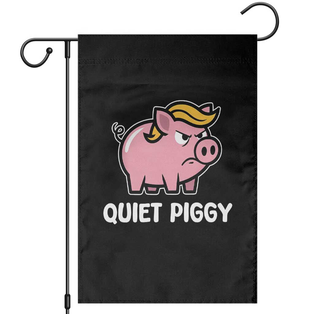 Quiet Piggy Funny Blonde Pig Garden Flag Political Satire Humor Free Speech Cute Cartoon TS02 Black Print Your Wear