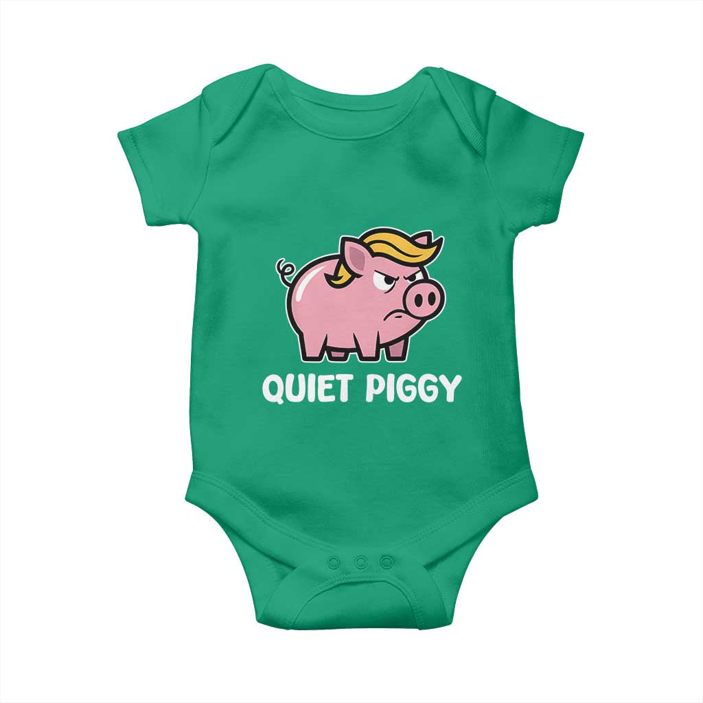Quiet Piggy Funny Blonde Pig Baby Onesie Political Satire Humor Free Speech Cute Cartoon TS02 Irish Green Print Your Wear