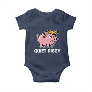 Quiet Piggy Funny Blonde Pig Baby Onesie Political Satire Humor Free Speech Cute Cartoon TS02 Navy Print Your Wear