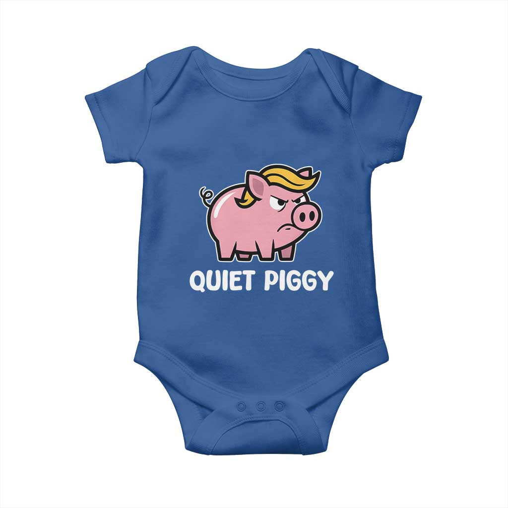 Quiet Piggy Funny Blonde Pig Baby Onesie Political Satire Humor Free Speech Cute Cartoon TS02 Royal Blue Print Your Wear