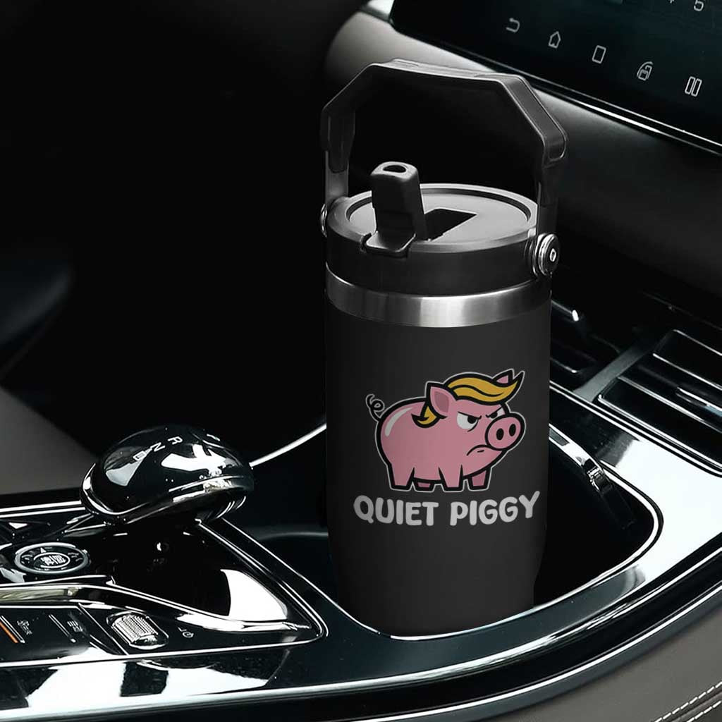 Quiet Piggy Funny Blonde Pig Flip Straw Tumbler Political Satire Humor Free Speech Cute Cartoon TS02 Print Your Wear