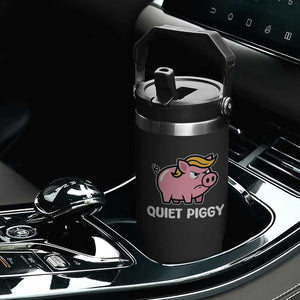 Quiet Piggy Funny Blonde Pig Flip Straw Tumbler Political Satire Humor Free Speech Cute Cartoon TS02 Print Your Wear