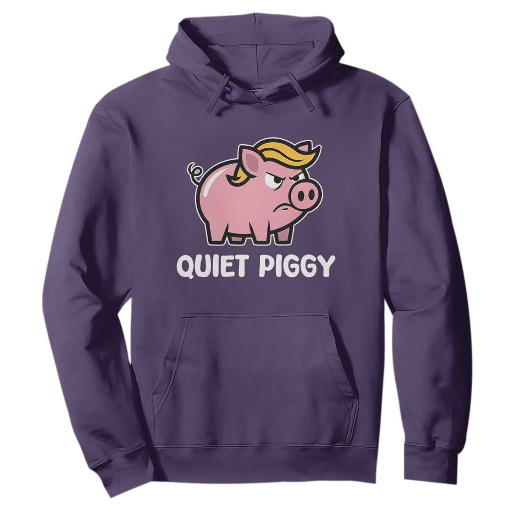 Quiet Piggy Funny Blonde Pig Hoodie Political Satire Humor Free Speech Cute Cartoon TS02 Purple Print Your Wear