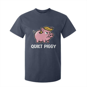 Quiet Piggy Funny Blonde Pig T Shirt For Kid Political Satire Humor Free Speech Cute Cartoon TS02 Navy Print Your Wear
