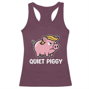 Quiet Piggy Funny Blonde Pig Racerback Tank Top Political Satire Humor Free Speech Cute Cartoon TS02 Maroon Print Your Wear