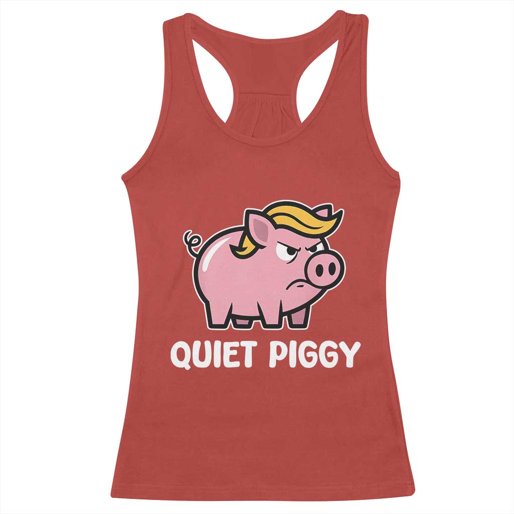 Quiet Piggy Funny Blonde Pig Racerback Tank Top Political Satire Humor Free Speech Cute Cartoon TS02 Red Print Your Wear