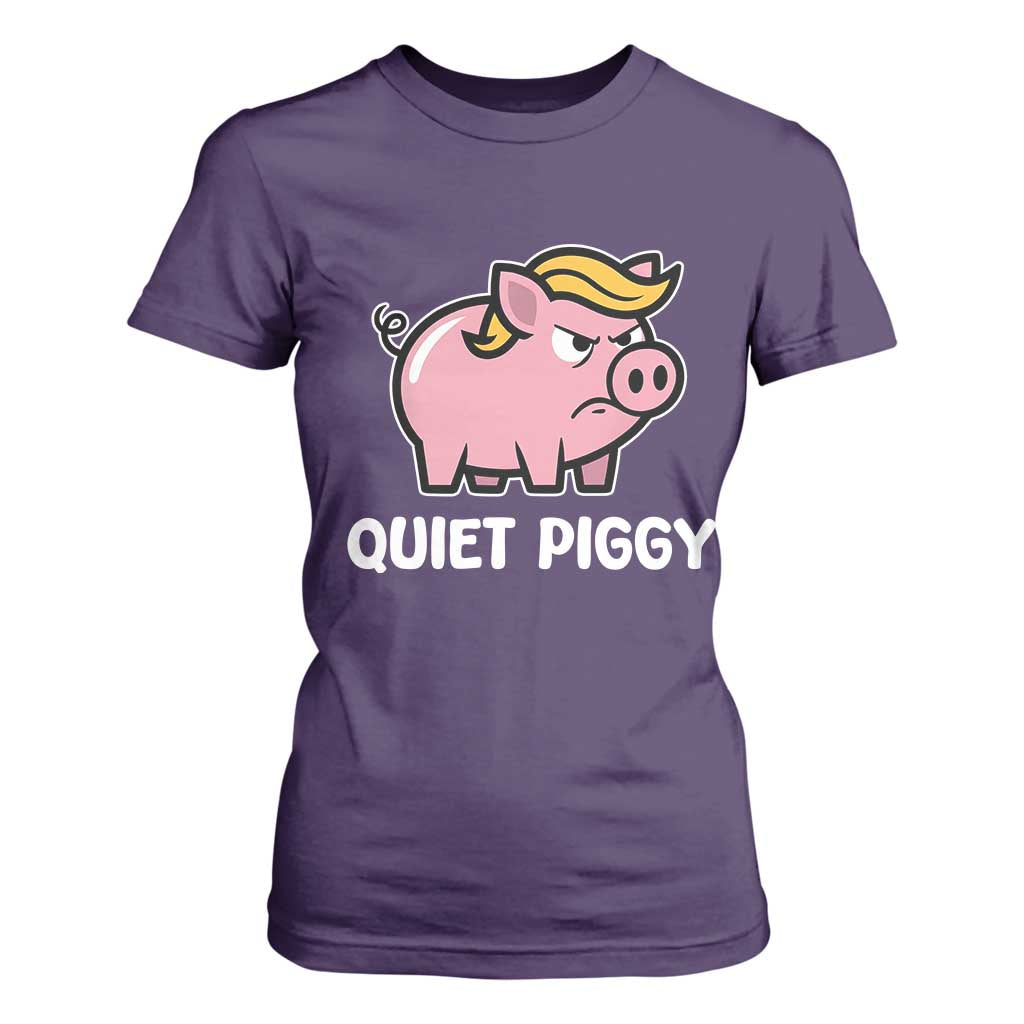 Quiet Piggy Funny Blonde Pig T Shirt For Women Political Satire Humor Free Speech Cute Cartoon TS02 Purple Print Your Wear