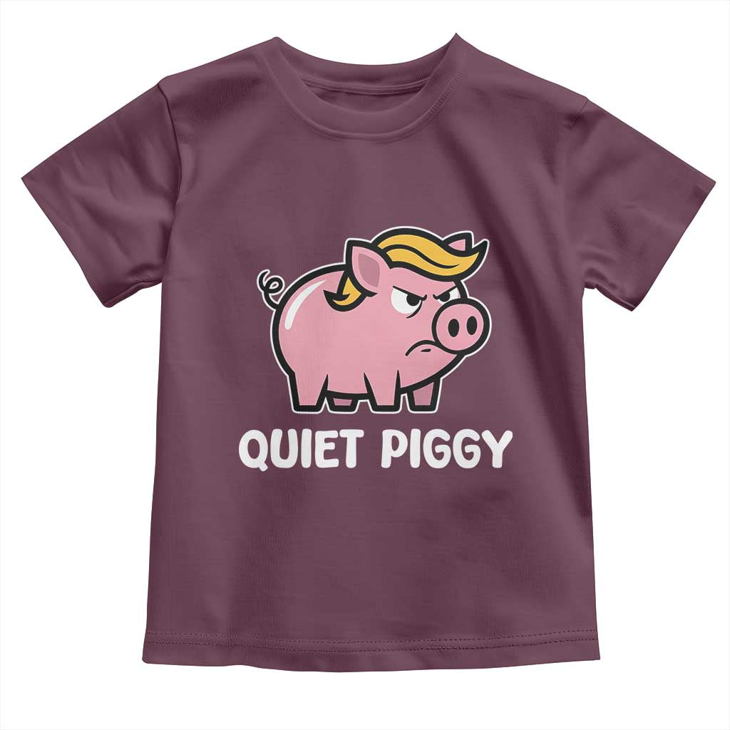 Quiet Piggy Funny Blonde Pig Toddler T Shirt Political Satire Humor Free Speech Cute Cartoon TS02 Maroon Print Your Wear