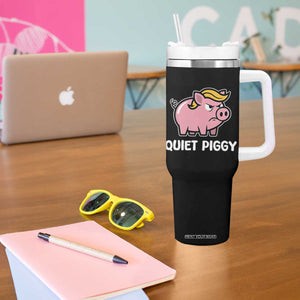 Quiet Piggy Funny Blonde Pig Tumbler With Handle Political Satire Humor Free Speech Cute Cartoon TS02 Print Your Wear