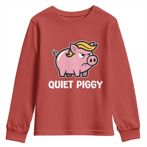 Quiet Piggy Funny Blonde Pig Youth Sweatshirt Political Satire Humor Free Speech Cute Cartoon TS02 Red Print Your Wear
