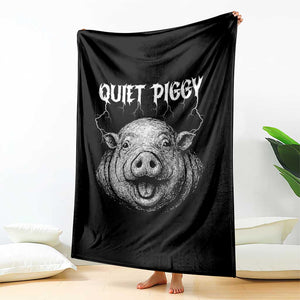 Quiet Piggy Metal Style Throw Blanket Dark Humor Pig Political Satire Humor Rock Aesthetic TS02 Print Your Wear
