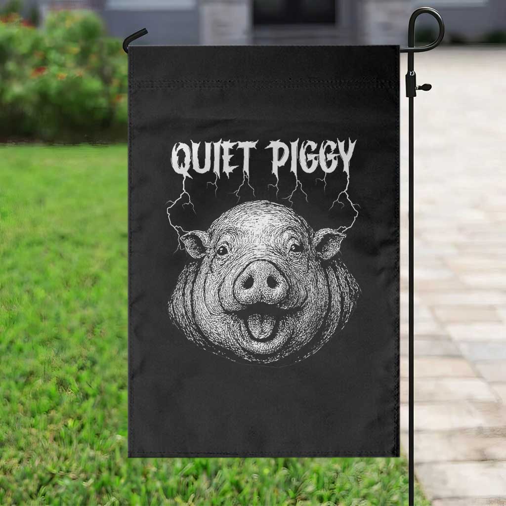 Quiet Piggy Metal Style Garden Flag Dark Humor Pig Political Satire Humor Rock Aesthetic TS02 Print Your Wear