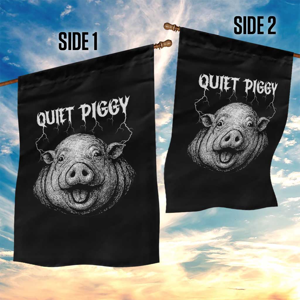 Quiet Piggy Metal Style Garden Flag Dark Humor Pig Political Satire Humor Rock Aesthetic TS02 Print Your Wear
