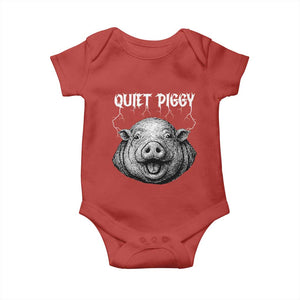 Quiet Piggy Metal Style Baby Onesie Dark Humor Pig Political Satire Humor Rock Aesthetic TS02 Red Print Your Wear