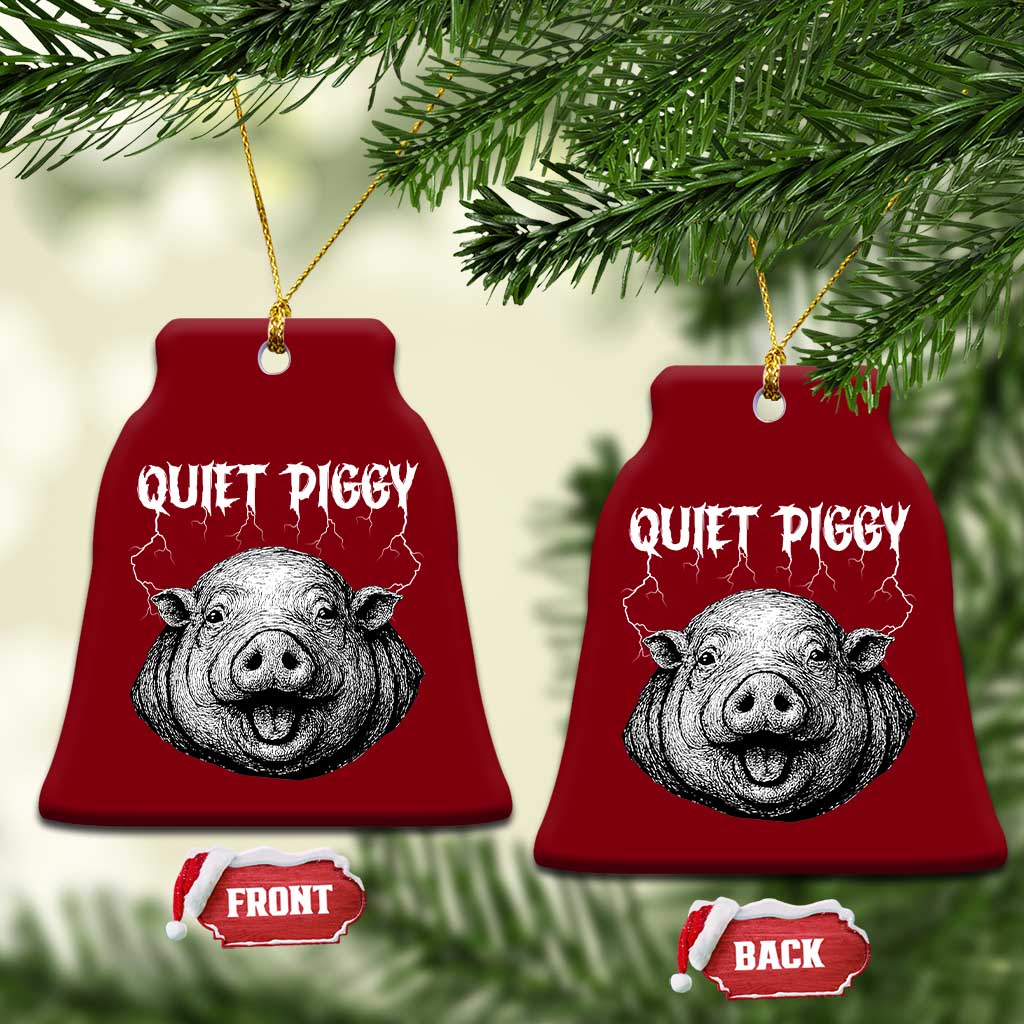 Quiet Piggy Metal Style Ceramic Ornament Dark Humor Pig Political Satire Humor Rock Aesthetic TS02 Print Your Wear