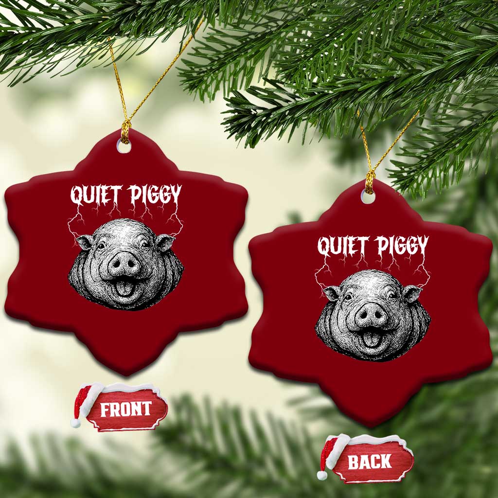 Quiet Piggy Metal Style Ceramic Ornament Dark Humor Pig Political Satire Humor Rock Aesthetic TS02 Print Your Wear