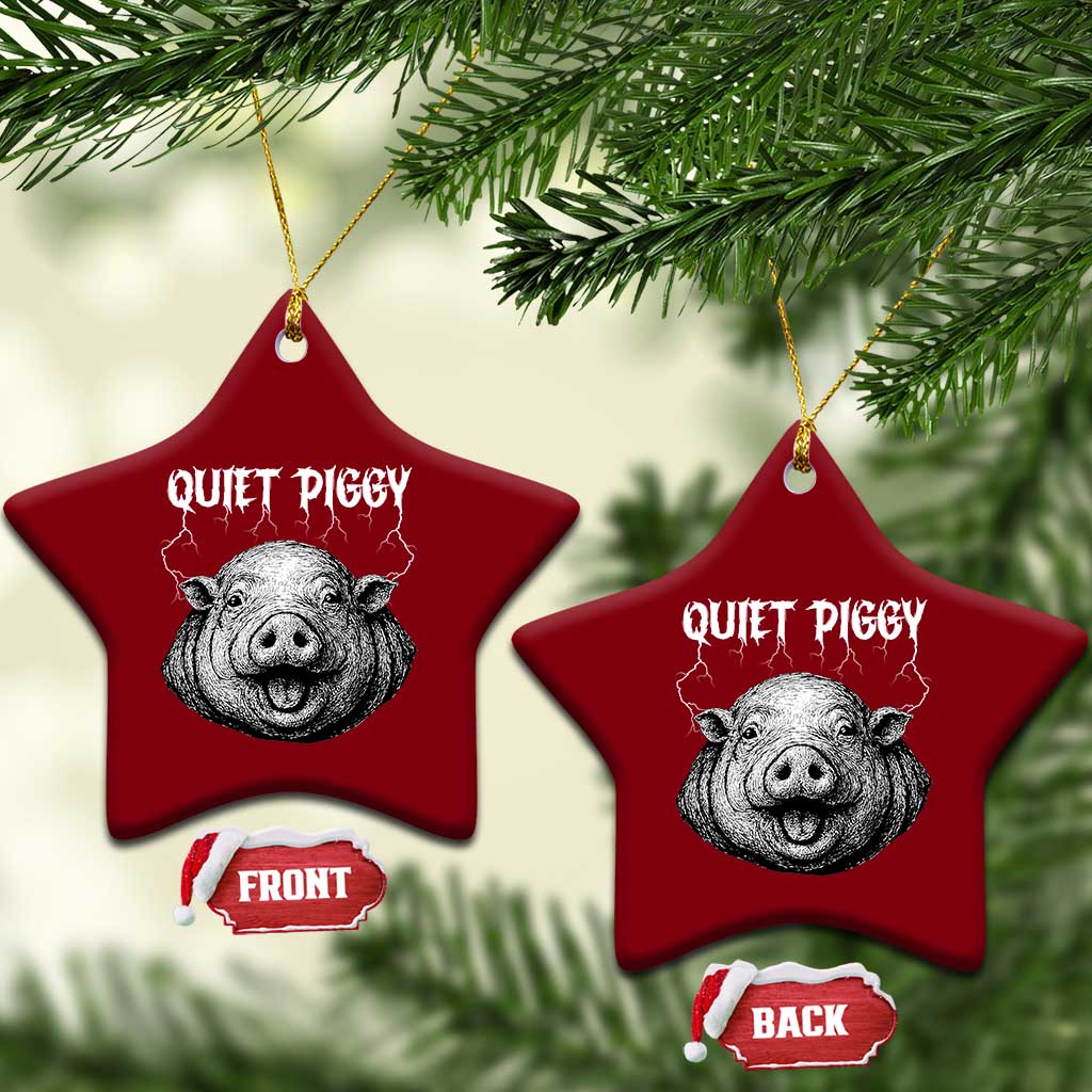 Quiet Piggy Metal Style Ceramic Ornament Dark Humor Pig Political Satire Humor Rock Aesthetic TS02 Print Your Wear