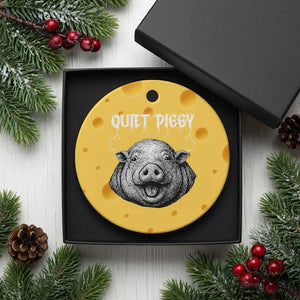 Quiet Piggy Metal Style Ceramic Ornament Dark Humor Pig Political Satire Humor Rock Aesthetic TS02 1pc Yellow Cheese Print Your Wear