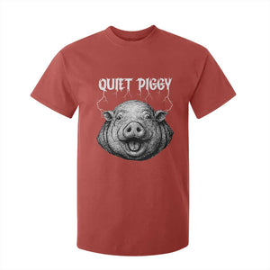Quiet Piggy Metal Style T Shirt For Kid Dark Humor Pig Political Satire Humor Rock Aesthetic TS02 Red Print Your Wear