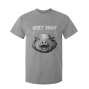 Quiet Piggy Metal Style T Shirt For Kid Dark Humor Pig Political Satire Humor Rock Aesthetic TS02 Sport Gray Print Your Wear