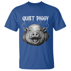 Quiet Piggy Metal Style T Shirt Dark Humor Pig Political Satire Humor Rock Aesthetic TS02 Royal Blue Print Your Wear