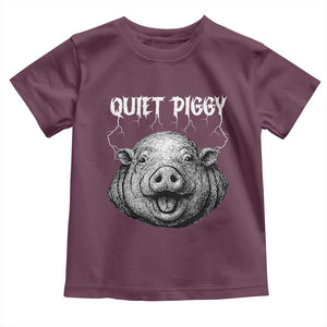 Quiet Piggy Metal Style Toddler T Shirt Dark Humor Pig Political Satire Humor Rock Aesthetic TS02 Maroon Print Your Wear