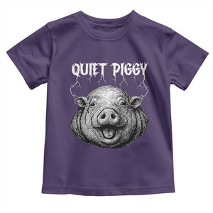Quiet Piggy Metal Style Toddler T Shirt Dark Humor Pig Political Satire Humor Rock Aesthetic TS02 Purple Print Your Wear