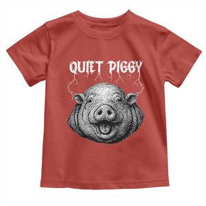 Quiet Piggy Metal Style Toddler T Shirt Dark Humor Pig Political Satire Humor Rock Aesthetic TS02 Red Print Your Wear