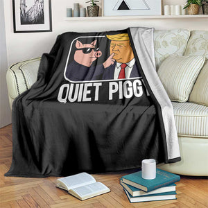Quiet Piggy Shhh Trump Meme Throw Blanket Sassy Pig Parody Funny Political Satire TS02 Print Your Wear