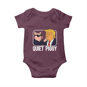 Quiet Piggy Shhh Trump Meme Baby Onesie Sassy Pig Parody Funny Political Satire TS02 Maroon Print Your Wear